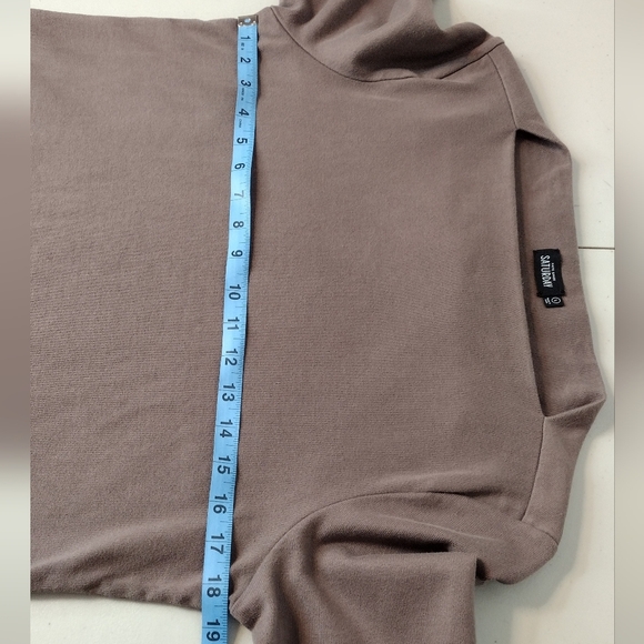 Kate Spade Saturday Boat Neck Minimalist Neutral Brown 3/4 Sleeve Top Sweater - Picture 11 of 13